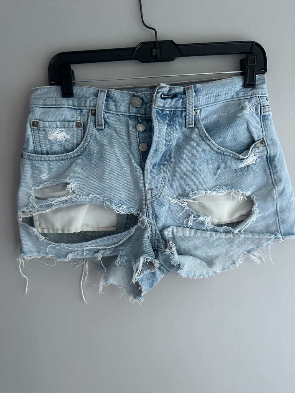 Levi's Light Blue Distressed Denim Cutoff Shorts